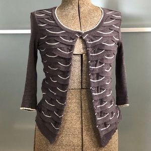 Anthropologie Cotton Scalloped Knit Cardigan